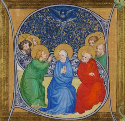De nederdaling van de Heilige Geest Pinksteren, 1415 door Bohemian Master