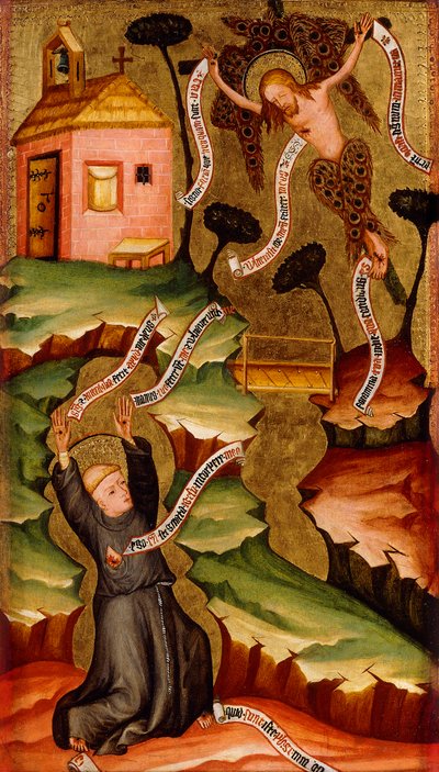 Sint Franciscus ontvangt de stigmata, ca. 1400 door Bohemian School