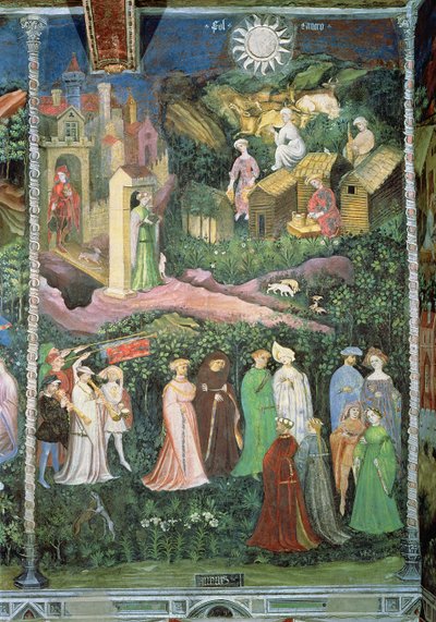 De maand juni, ca. 1400 (fresco) door Bohemian School