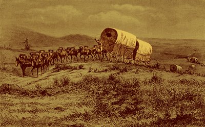 Wilde Westen - muilezelkaravaan op weg naar het westen door Bohuslav Kroupa