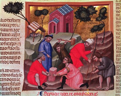 Marmerhouwers en steenbrekers, uit het manuscript 