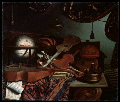 Stilleven met Muziekinstrumenten, 1718 door Bonaventura Bettera
