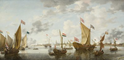 Scheepvaart op de Schelde bij Antwerpen door Bonaventura Peeters