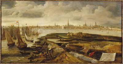Íñigo de Borja stoot een Nederlandse troepenmacht af die een landing bij Antwerpen probeert, 17 mei 1605, c. 1640 door Bonaventura Peeters the Elder