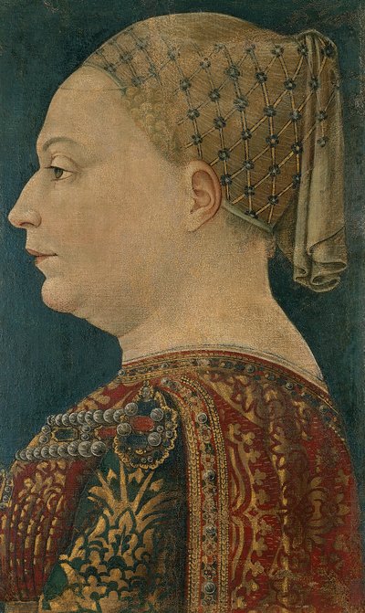 Portret van Bianca Maria Visconti door Bonifacio (attr.) Bembo
