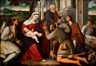 De aanbidding van de herders door Bonifazio Veronese