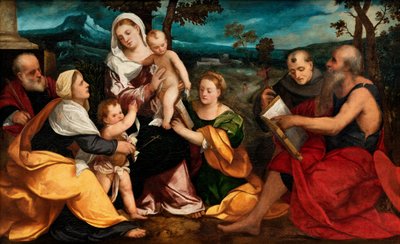 De Heilige Familie omringd door Heiligen, c.1530 door Bonifazio Veronese