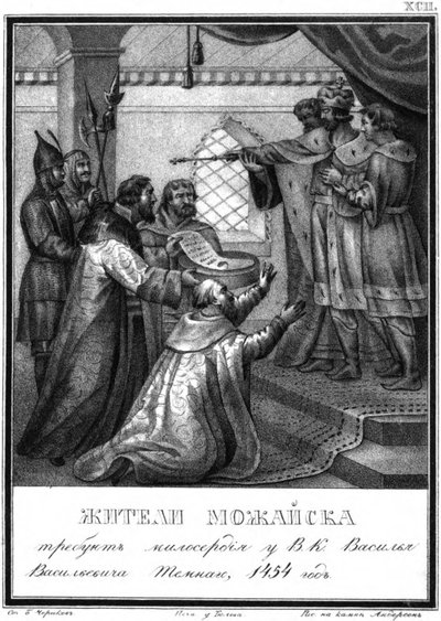 Smeekbede om Genade van de inwoners van Mozhaisk aan Vasili II. 1454 Uit Geïllustreerde Karamzin door Boris Artemyevich Chorikov