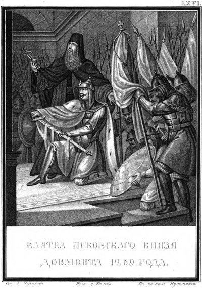 De Eed van Dovmont. 1269 Uit Geïllustreerde Karamzin, 1836 door Boris Artemyevich Chorikov
