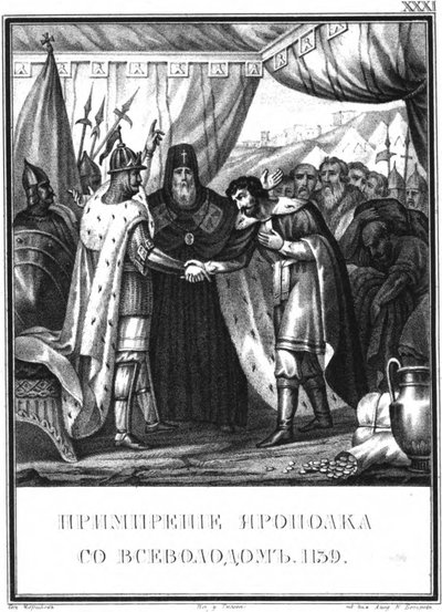 De verzoening van Yaropolk Vladimirovich en Vsevolod II Olgovich, 1139 door Boris Artemyevich Chorikov