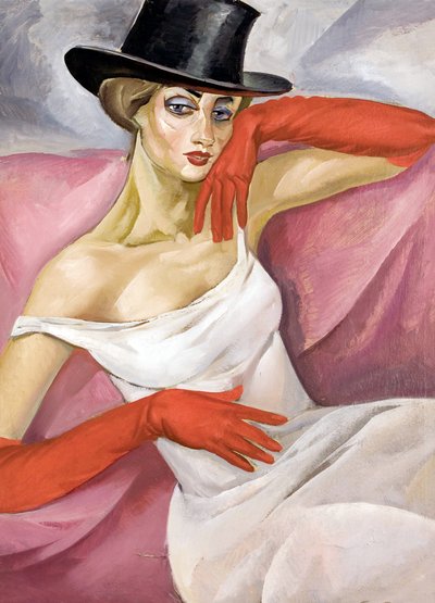 Dame met hoge hoed door Boris Dmitrievich Grigoriev