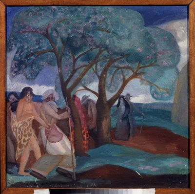 De aanbidding der wijzen. Werk van Boris Dmitryevich Grigoriev (1886-1939), tempera op karton door Boris Dmitrievich Grigoriev