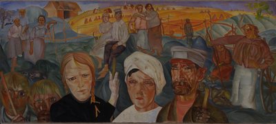Boerenland Uit de serie Visages de Russie, 1917 door Boris Dmitrievich Grigoriev