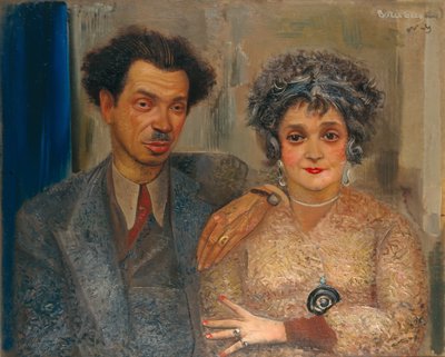 Portret van de kunstenaar Nikiolai Remizov 1887-1975 met zijn vrouw, Tussen 1926 en 1933 door Boris Dmitrievich Grigoriev
