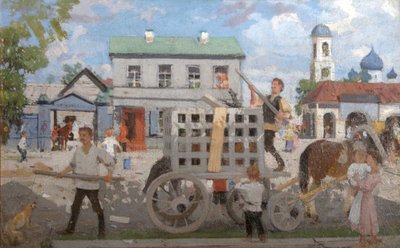 Honden vangers, 1920s door Boris Mikhailovich Kustodiev