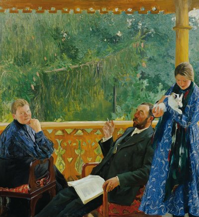 Familieportret van de familie Polenow, 1904-1905 door Boris Mikhailovich Kustodiev