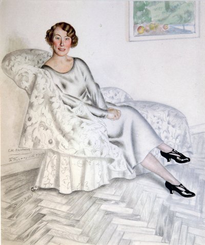 Dame in interieur door Boris Mikhailovich Kustodiev