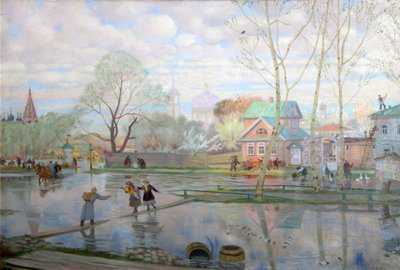 Lente, 1921 door Boris Mikhailovich Kustodiev