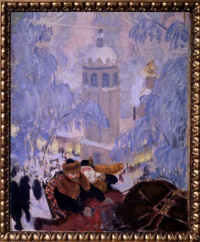 Zelfportret met zijn vrouw door Boris Mikhailovich Kustodiev