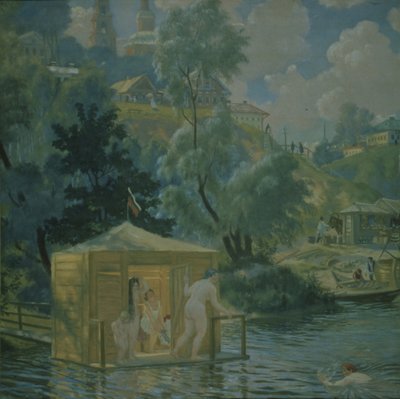 Badhuisgangers, 1921 door Boris Mikhailovich Kustodiev