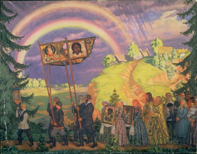 Paasprocessie door Boris Mikhailovich Kustodiev