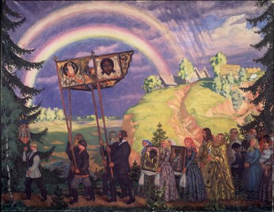 Paasprocessie, 1915 door Boris Mikhailovich Kustodiev