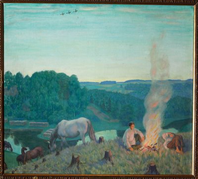 Kampvuur door Boris Mikhailovich Kustodiev