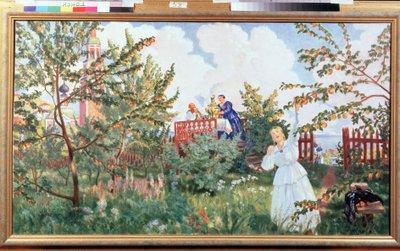 De appelboomgaard door Boris Mikhailovich Kustodiev