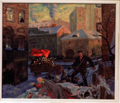 Oktober 1917 in Sint-Petersburg door Boris Mikhailovich Kustodiev