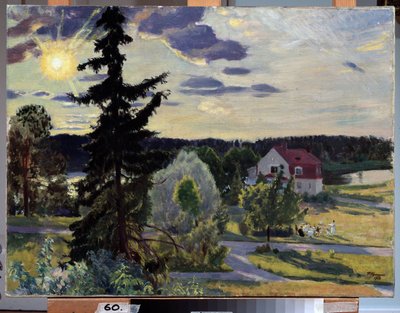 Avondlandschap door Boris Mikhailovich Kustodiev