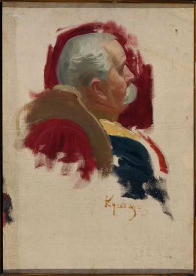 Portret van Peter Sabourov (1835-1918), Russische diplomaat - Olie op doek door Boris Michaylovich Kustodiev (Koustodiev) (1878-1927) door Boris Mikhailovich Kustodiev
