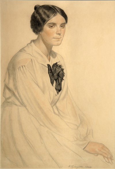 Portret van Ksenia Nikolayevna Semenova Skalova, 1920 door Boris Mikhailovich Kustodiev
