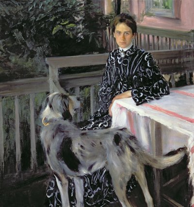 Portret van Yulia Yevstafievna Kustodieva, de vrouw van de kunstenaar, 1903 door Boris Mikhailovich Kustodiev