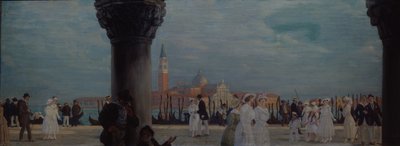 Promenade in Venetië, 1907-1908 door Boris Mikhailovich Kustodiev