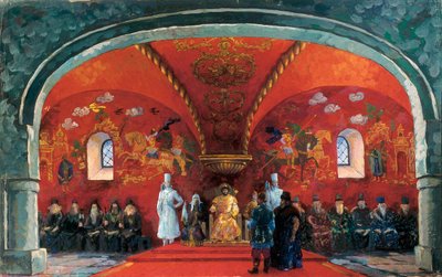 Afbeelding van Boris Fyodorovich Godunov (1551-1605), Tsaar van Rusland, decor voor het toneelstuk 