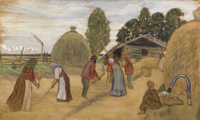 Dorsvloer, 1918 door Boris Mikhailovich Kustodiev