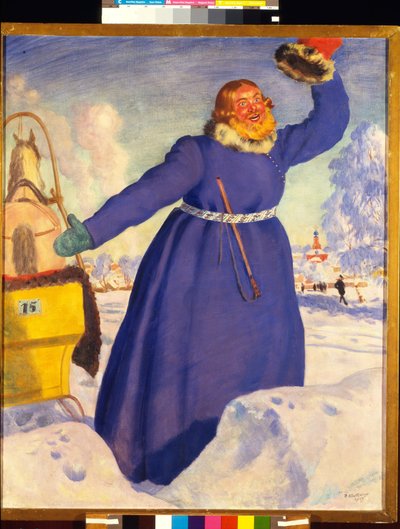 Een roekeloze koetsier door Boris Mikhailovich Kustodiev