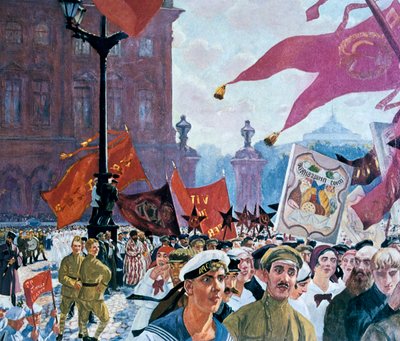 Festiviteiten ter gelegenheid van de opening van het tweede congres van de Komintern, 1921 door Boris Mikhailovich Kustodiev