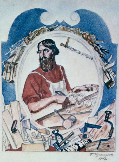 De Timmerman, 1918 door Boris Mikhailovich Kustodiev