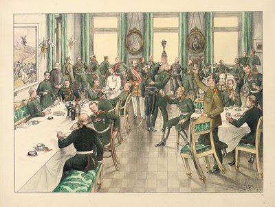 Het Traditionele Ontbijt ter herdenking van de Slag bij Telish waarin het Egerski Garde Regiment deelnam op 12 oktober 1877 door Boris V. de Heroys