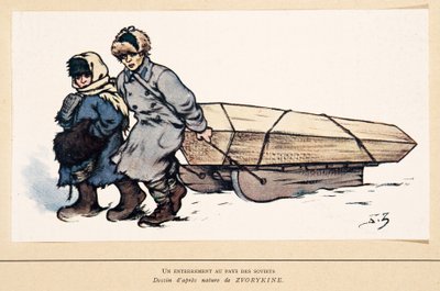 Een begrafenis in Rusland, uit Histoire des Soviets, pub. 1922 door Boris Vasilievich Zvorykin