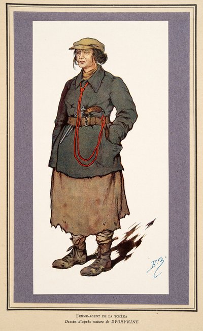 Vrouwelijke Geheime Agent uit Histoire des Soviets, uitgegeven 1922 door Boris Vasilievich Zvorykin