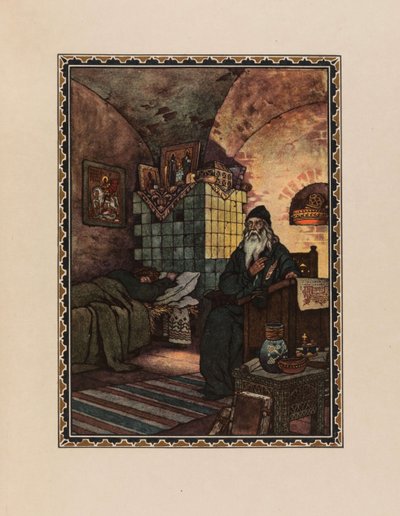 Pimen. Illustratie bij het drama Boris Godunov van A. Pushkin door Boris Vasilievich Zvorykin