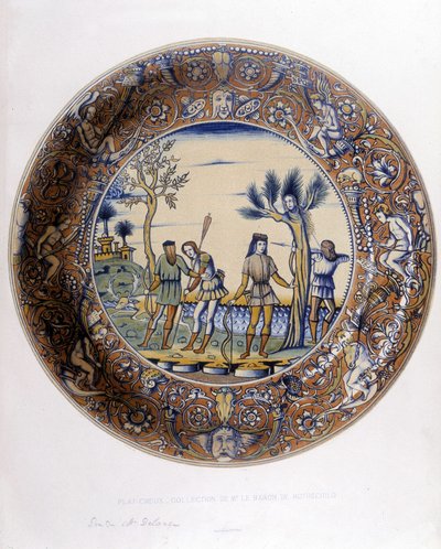 Daphne verandert in een Laurier om aan Apollo te ontsnappen - in Collection of Italian faiences of the XV, XVI and XVIII centuries door Bornemann Bornemann