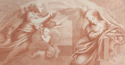 De Annunciatie, met Gabriel links en de Maagd rechts, 1784 door Bossi