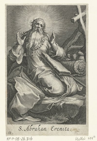 Heilige Abraham van Edessa als kluizenaar door Boëtius Adamsz. Bolswert