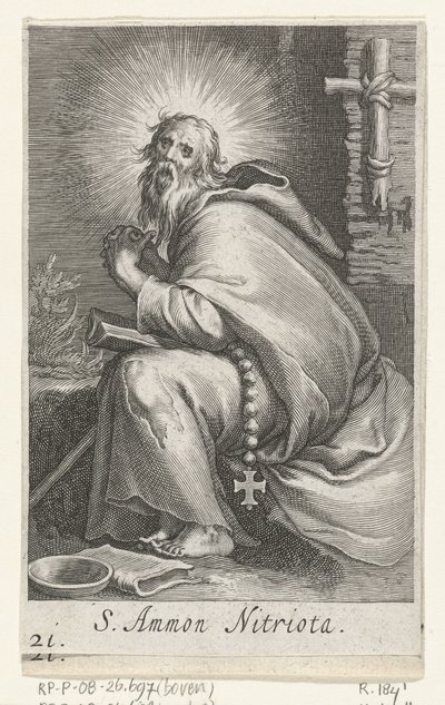 Heilige Ammonius de Grote als kluizenaar door Boëtius Adamsz. Bolswert