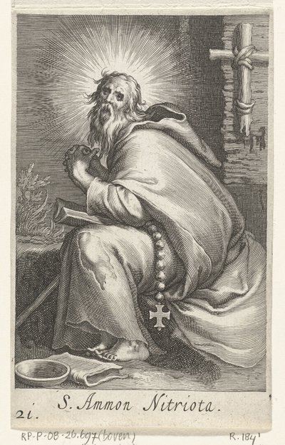 Heilige Ammonius de Grote als kluizenaar door Boëtius Adamsz. Bolswert