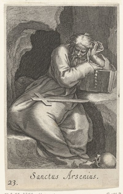 Heilige Arsenius de Grote als kluizenaar door Boëtius Adamsz. Bolswert