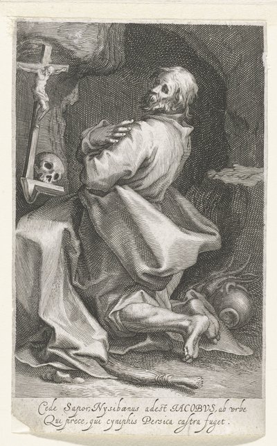 Heilige Jacobus van Nisibis als kluizenaar door Boëtius Adamsz. Bolswert